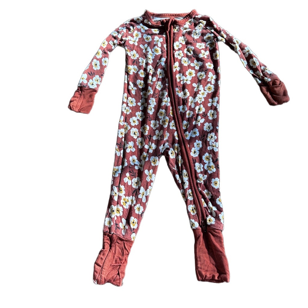 Little Sleepies “Mocha Blossom” Zippie Pajamas 3-6 months